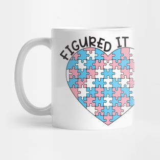 "Figured It Out" Trans Pride Puzzle Heart Mug